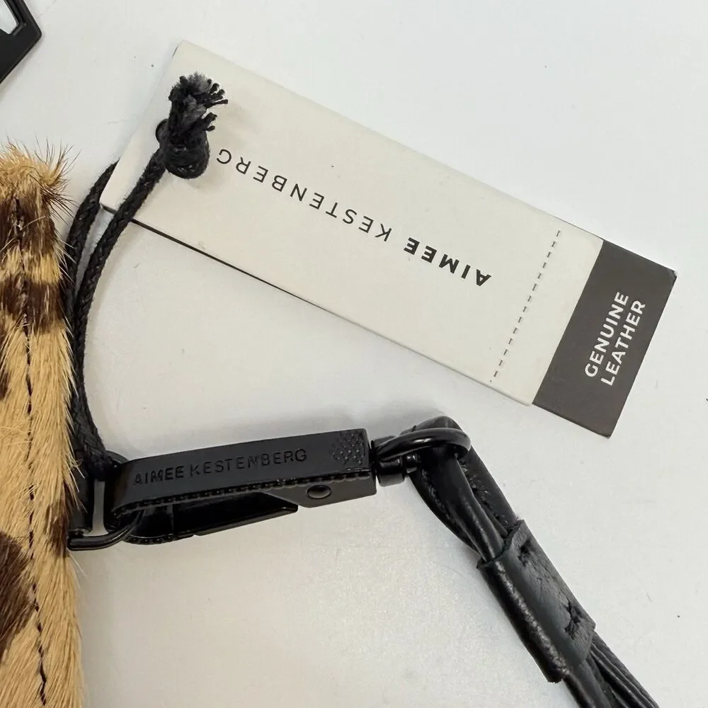 Aimee Kestenberg Lima Large Zip Lanyard In Jungle Leopard Haircalf New.